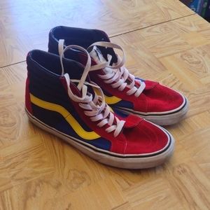 Vans Sk8-hi OTW rally red, blue, black, yellow shoes size 9